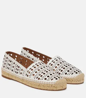 Alaïa laser cut leather espadrilles, white