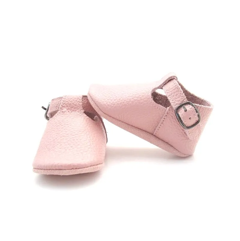 Belle Leather T-Bar Shoes - Vintage Pink