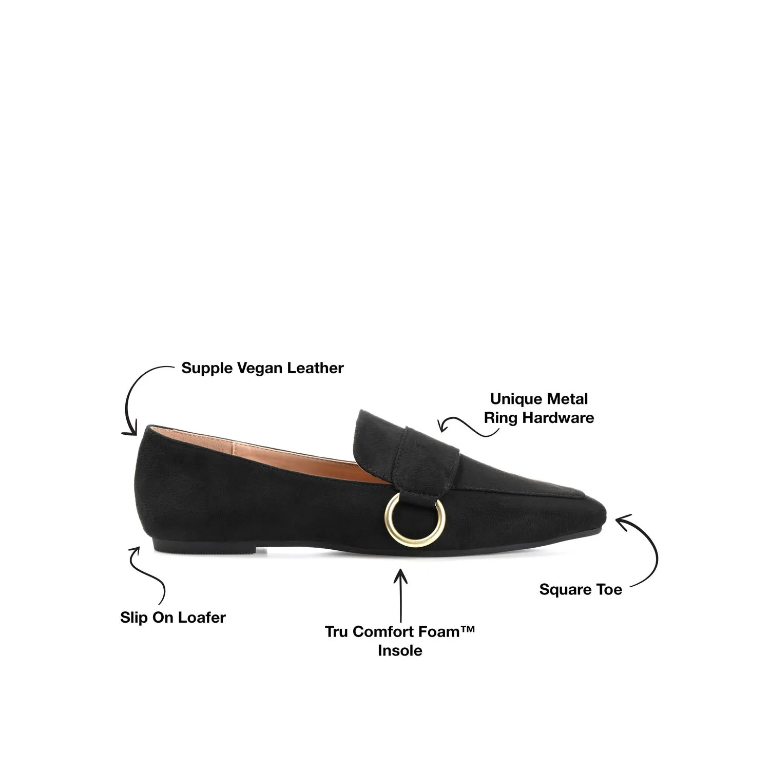 BENNTLY SQUARE TOE LOAFER IN FAUX SUEDE