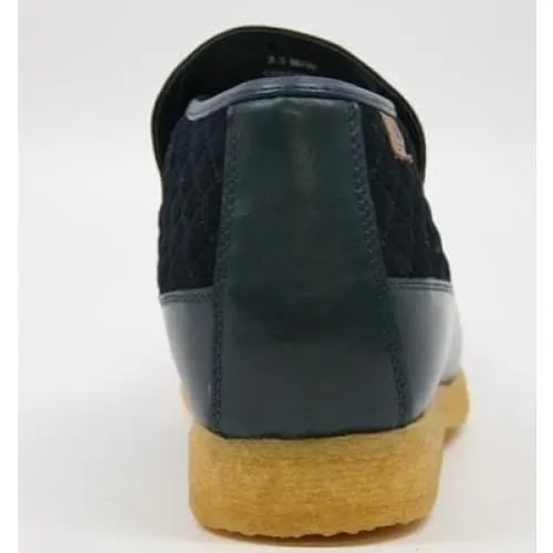 British Walkers Checkers Men's Navy Blue Leather and Suede Slip Ons