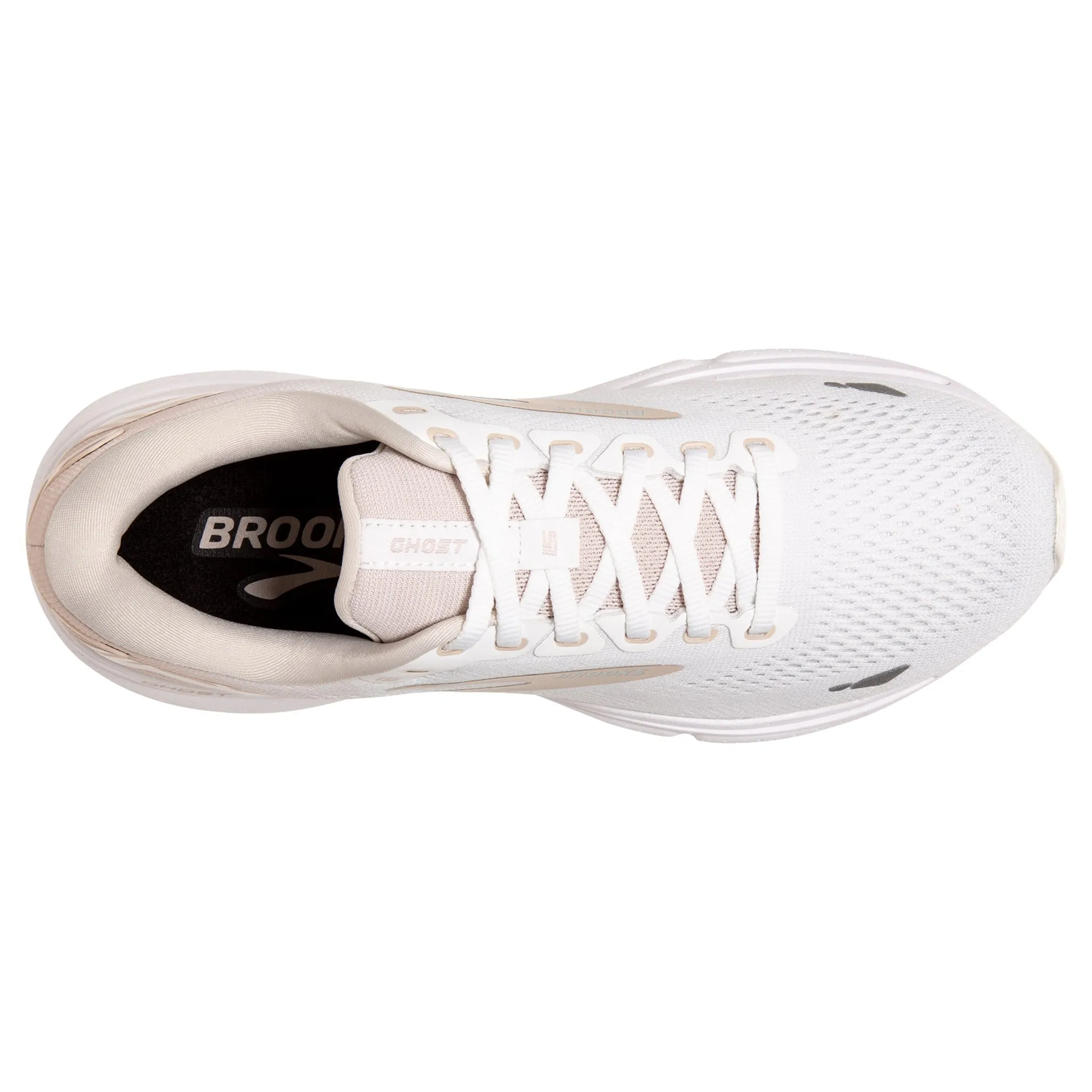 Brooks Women's 120380 189 Ghost 15 White Crystal Grey Glass Cushion Neutral Running Shoes