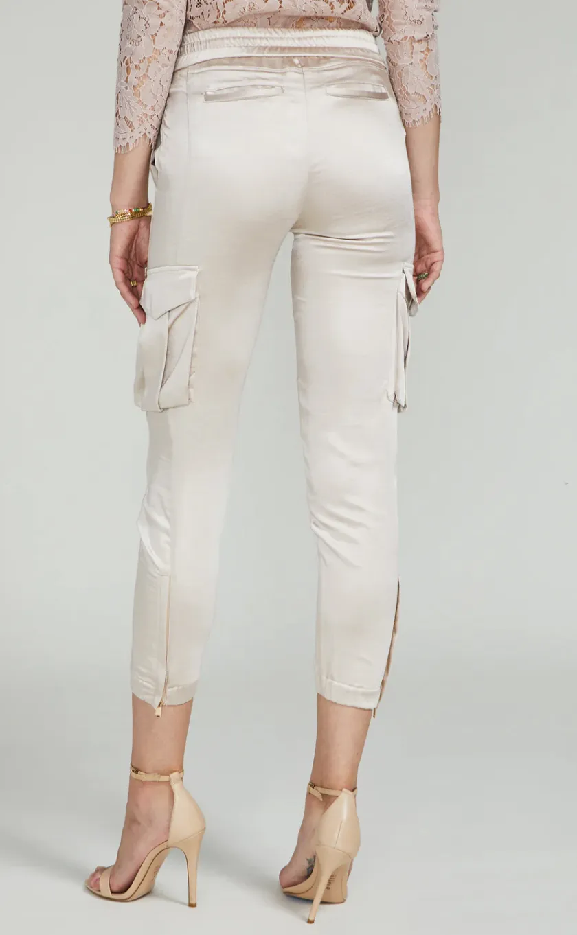 Chandra Satin Jogger - Champagne