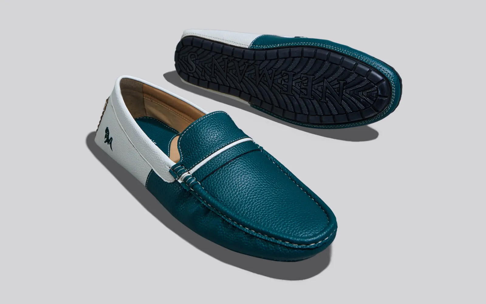 Color Block Loafers : White-Green