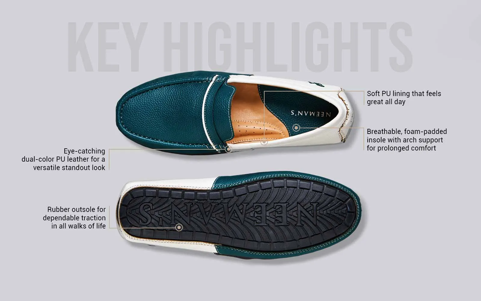 Color Block Loafers : White-Green