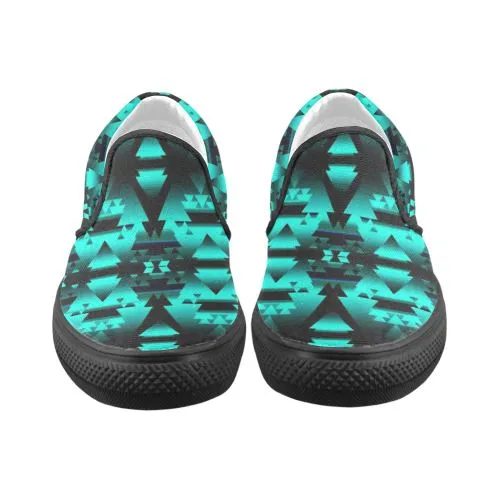 Dark-Deep Lake-Winter-Camp Women's Unusual Slip-on Canvas Shoes