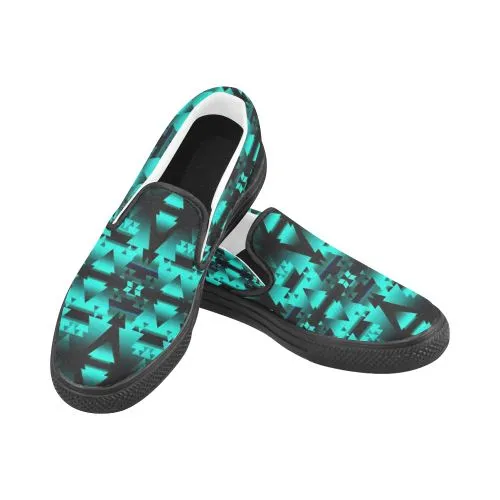 Dark-Deep Lake-Winter-Camp Women's Unusual Slip-on Canvas Shoes