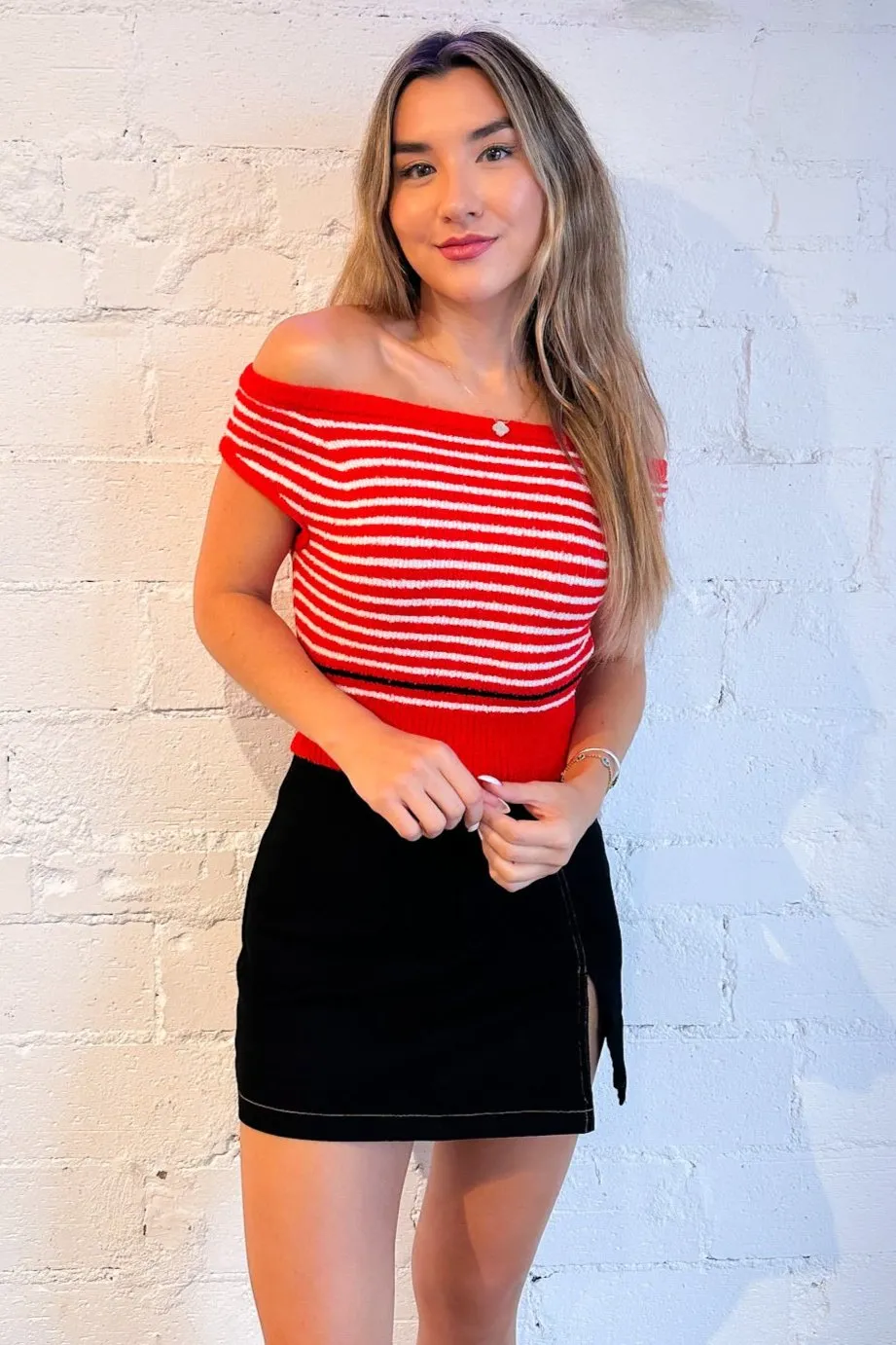 Emilee Stripe Cropped Sweater Top