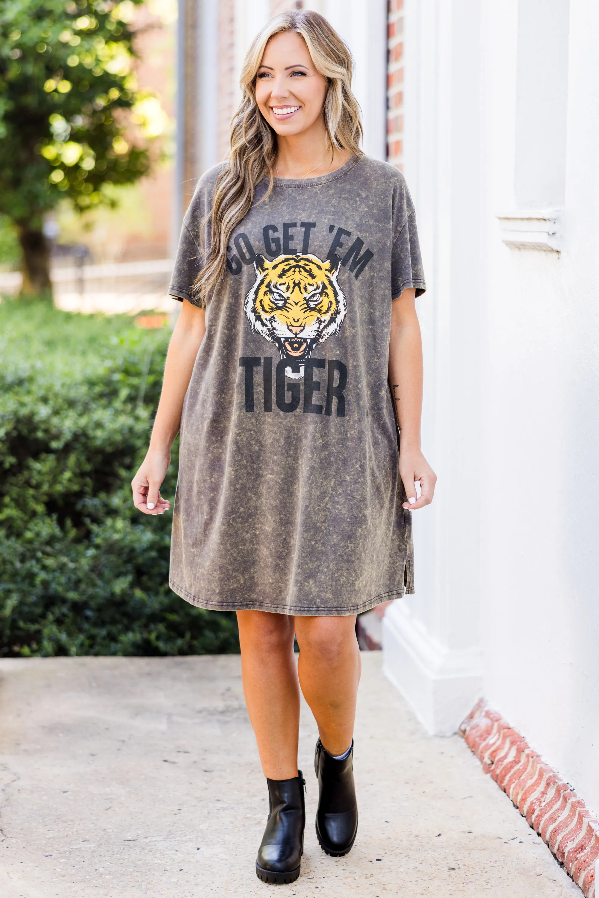 Go Tigers T-Shirt Dress, Charcoal