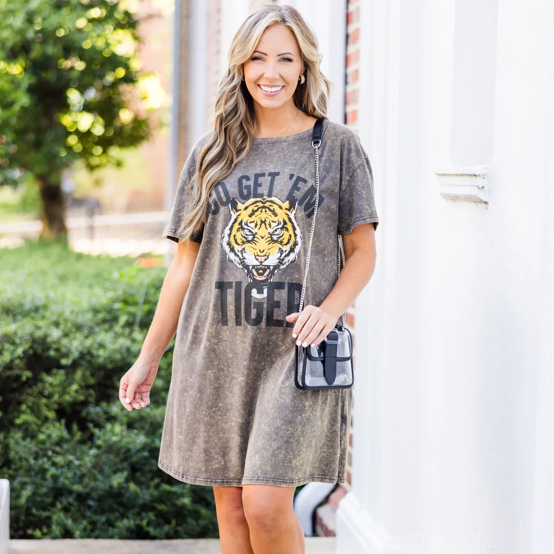 Go Tigers T-Shirt Dress, Charcoal