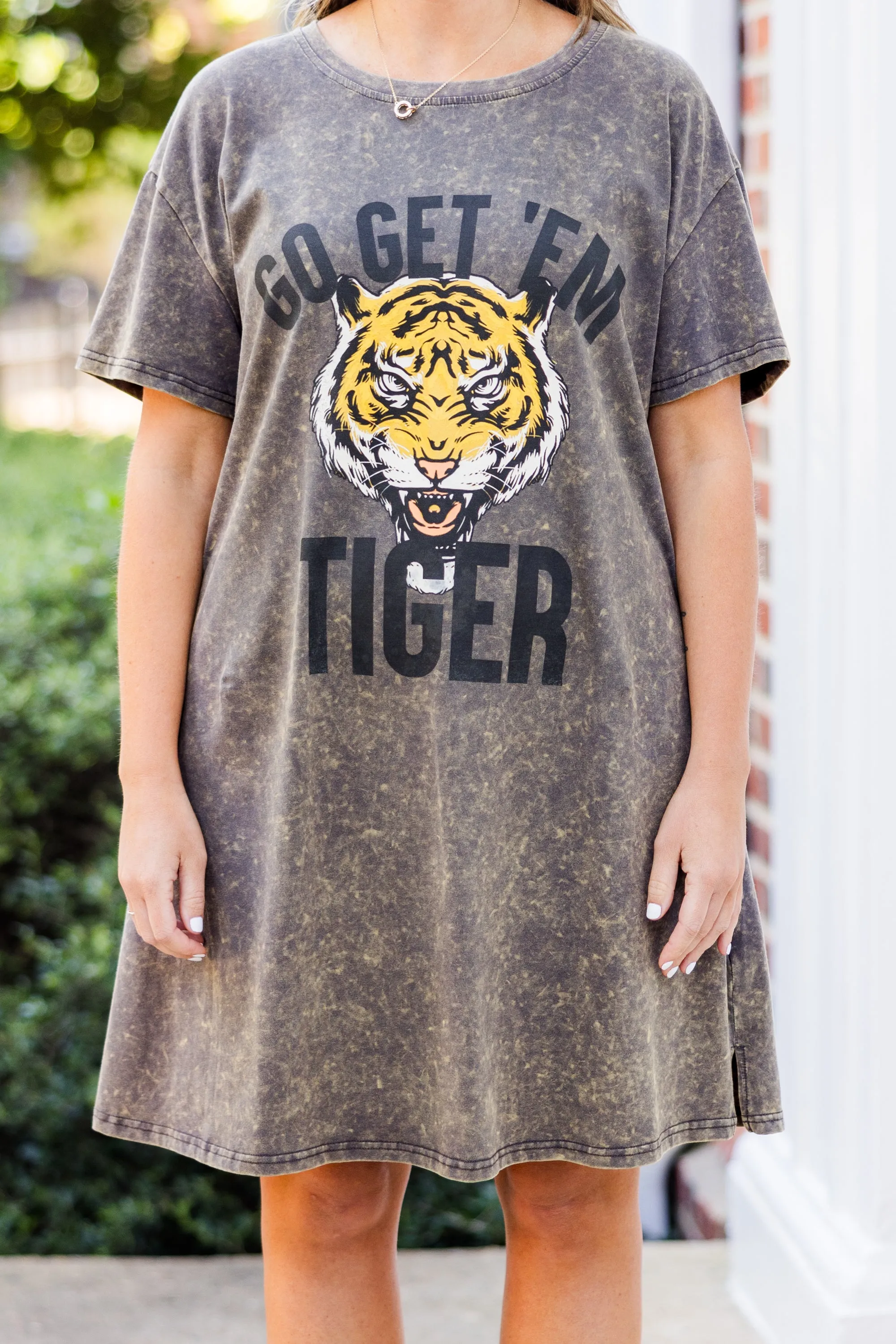 Go Tigers T-Shirt Dress, Charcoal