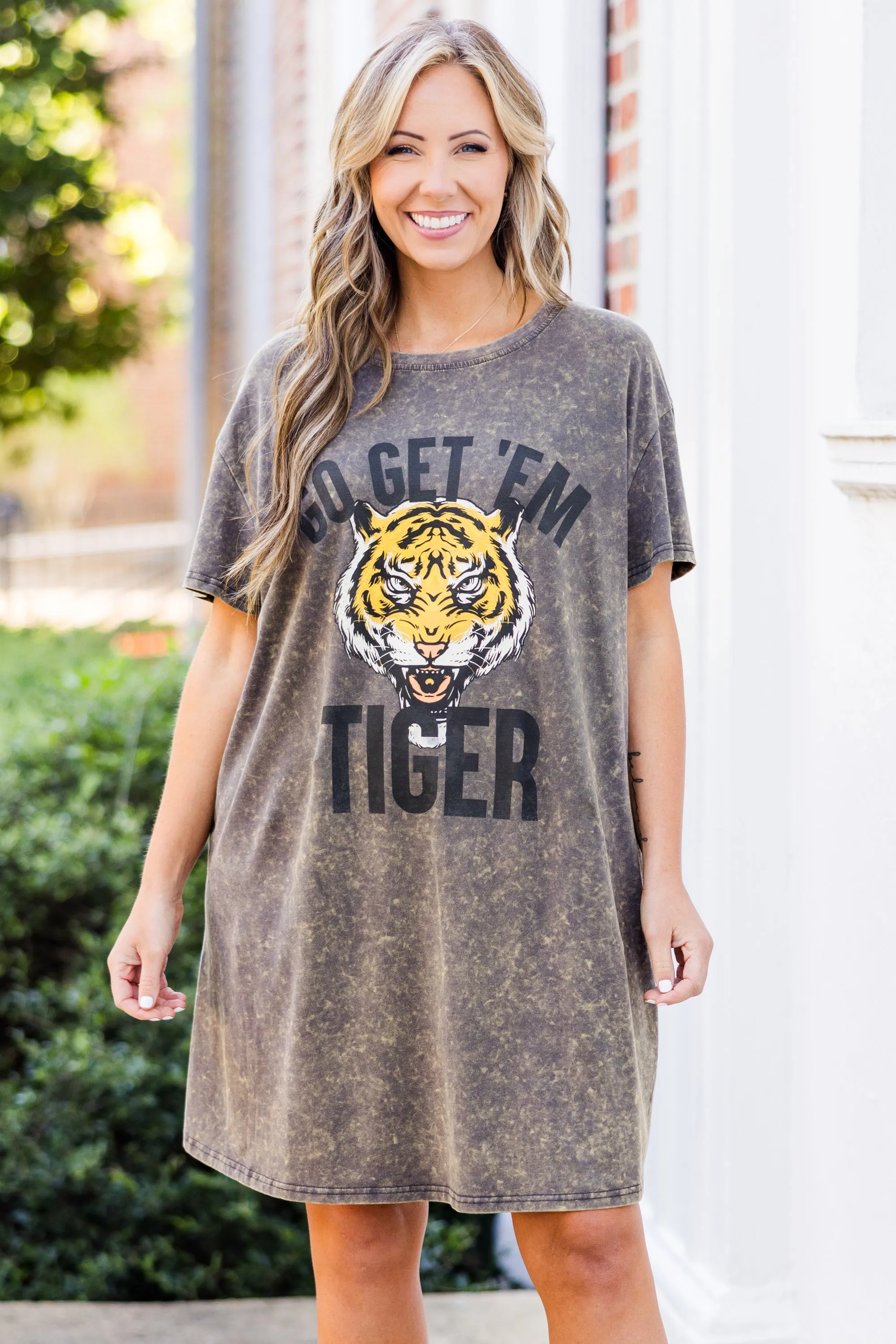 Go Tigers T-Shirt Dress, Charcoal