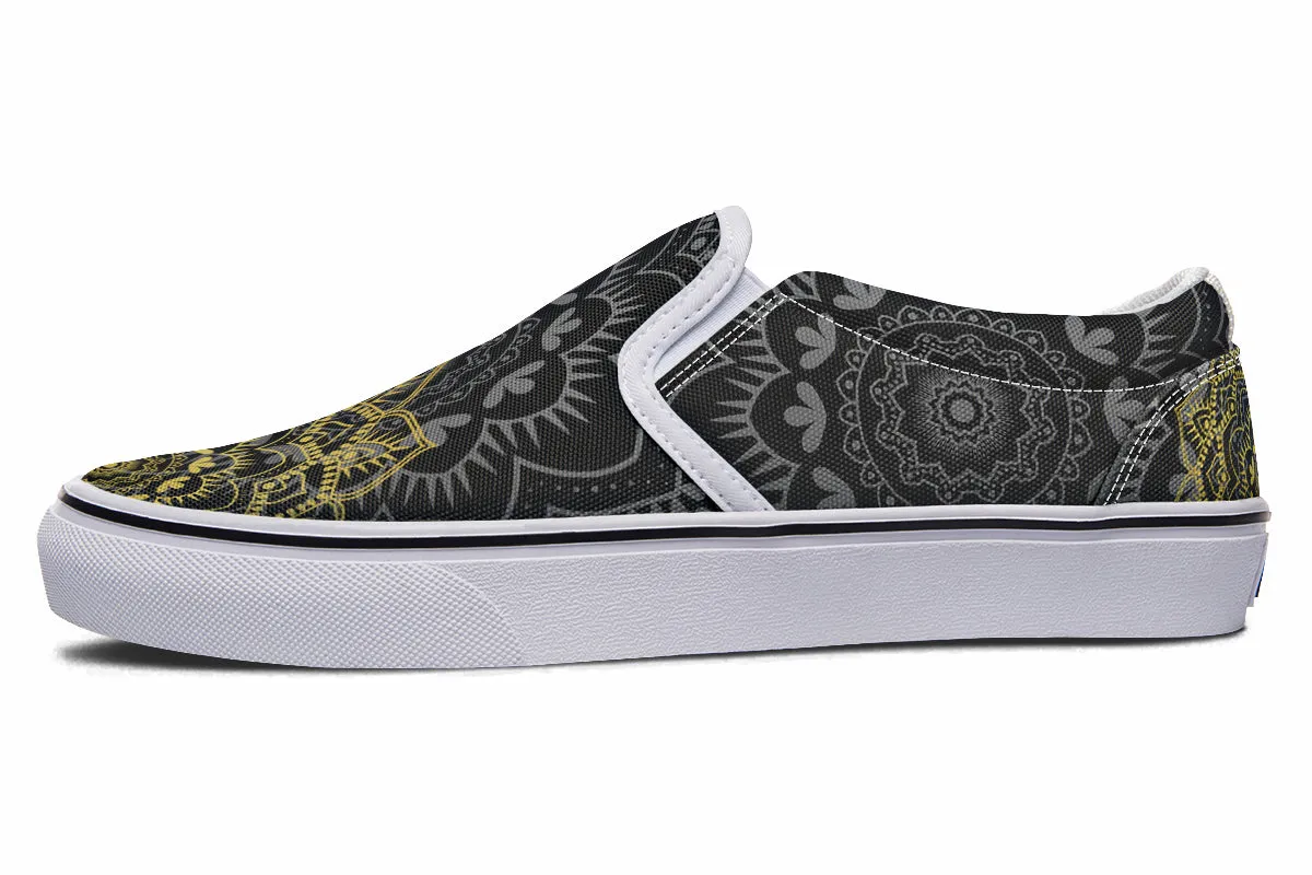 Golden Mandala Slip Ons