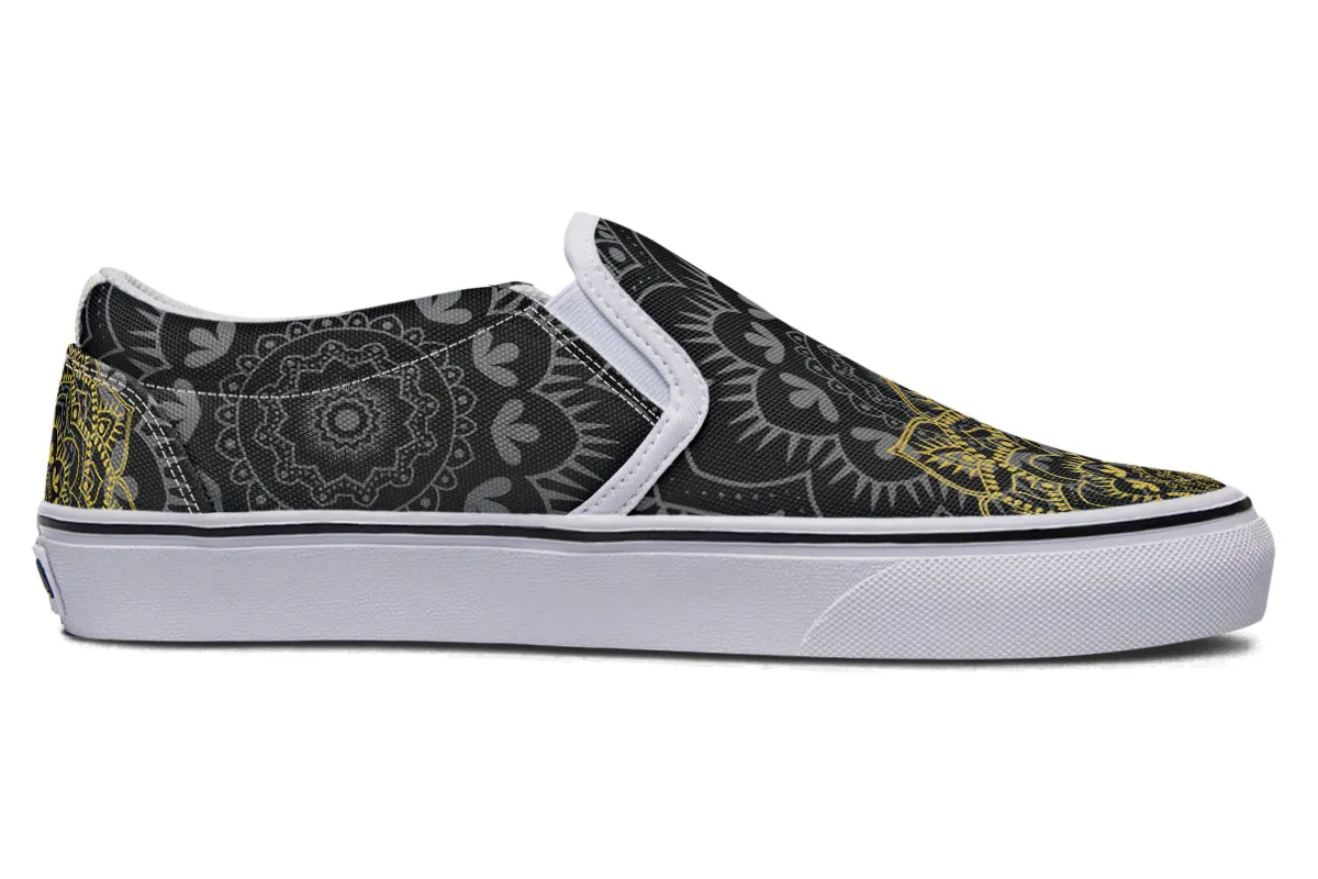 Golden Mandala Slip Ons