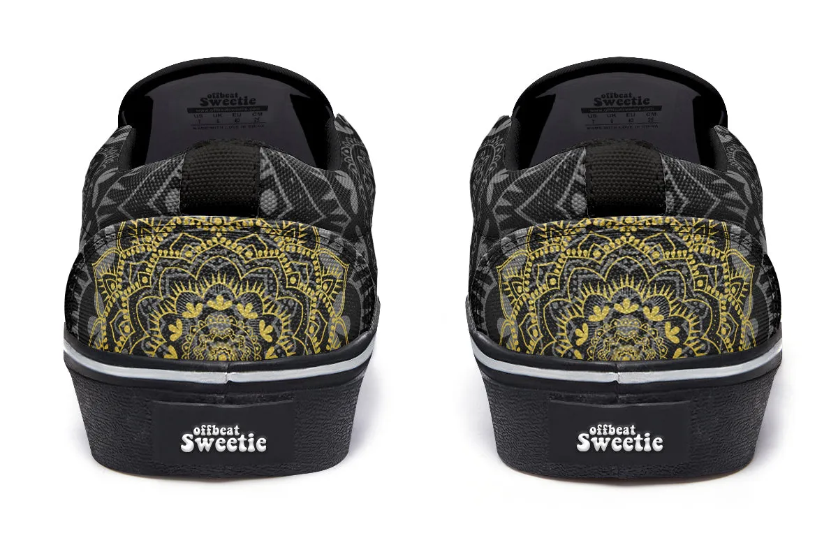 Golden Mandala Slip Ons