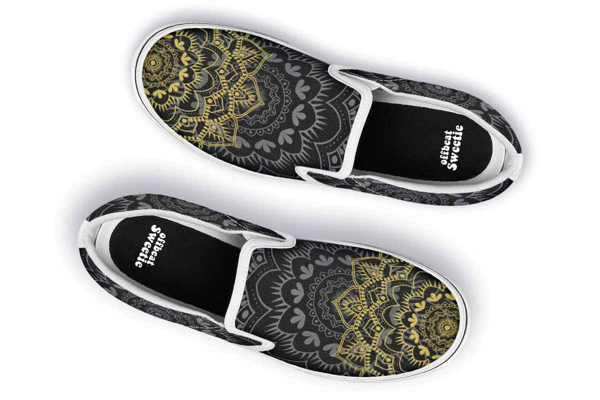 Golden Mandala Slip Ons