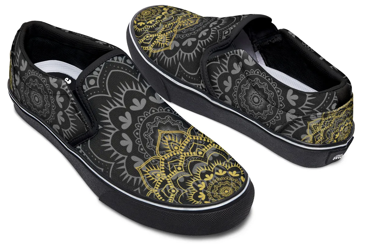 Golden Mandala Slip Ons