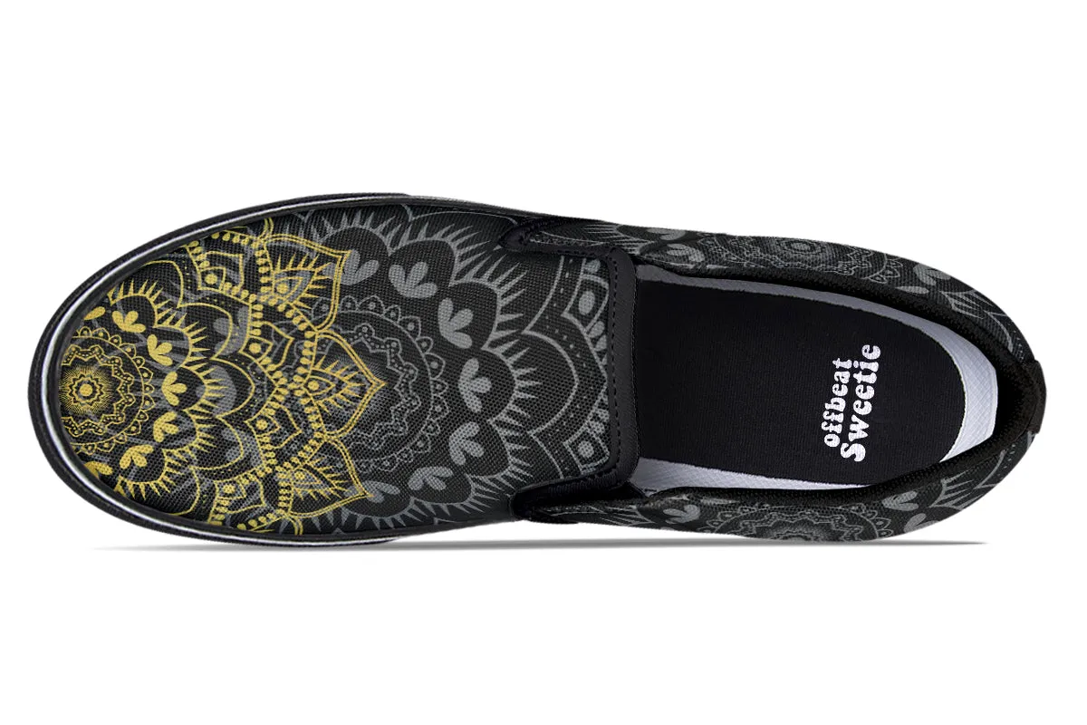 Golden Mandala Slip Ons