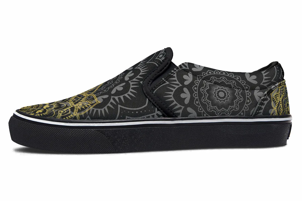 Golden Mandala Slip Ons