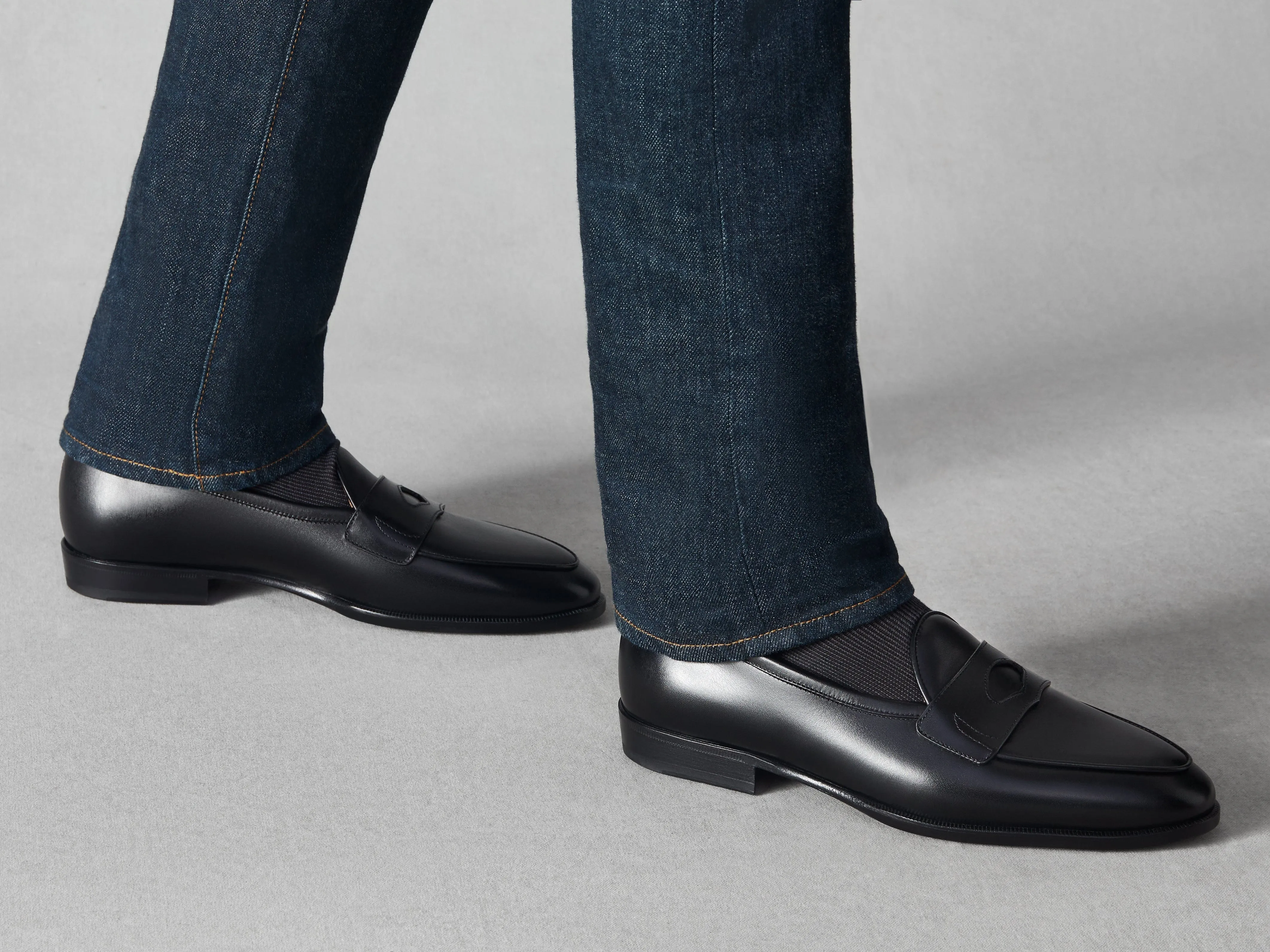 Grand Fleurus Penny Loafers in Black Noble Calf