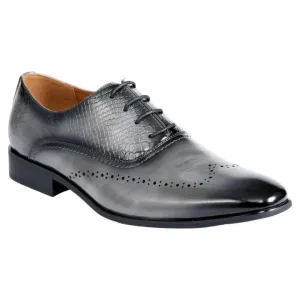 Grey Premium Wingtip Men's PU Leather Oxford Lace-Up Formal Dress Shoes