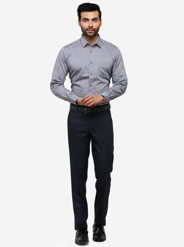 Grey Tailored Fit Printed Casual Shirt | JadeBlue