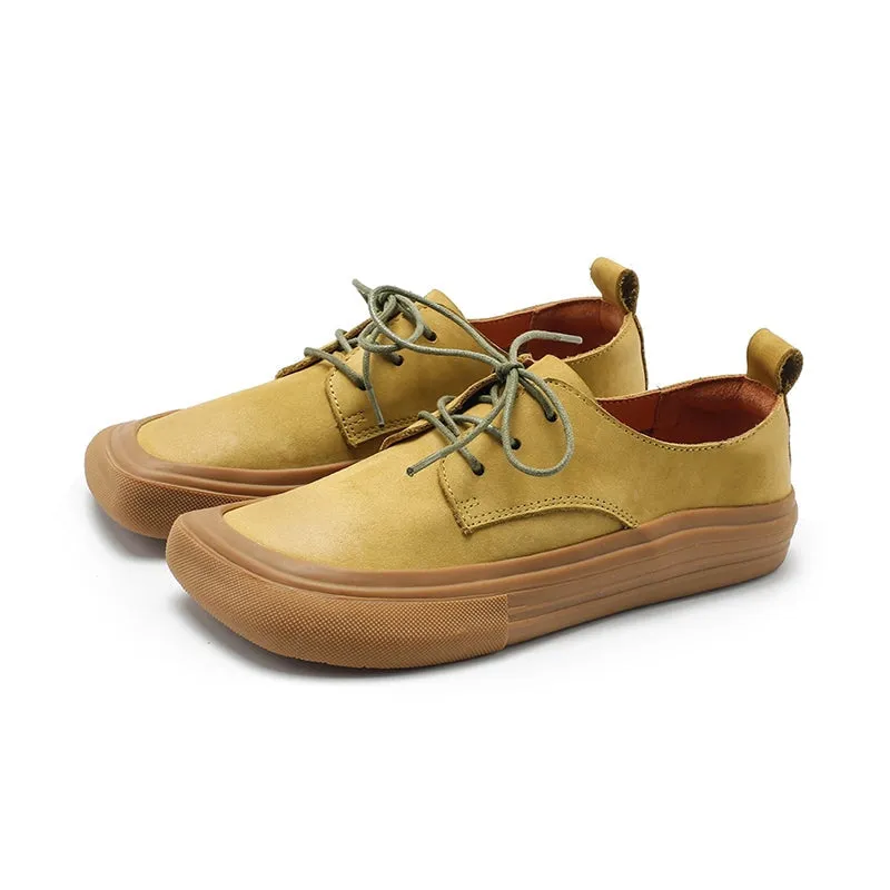 Handmade Nubuck Leather Oxfords & Tie Shoes For Women in 6 Colors