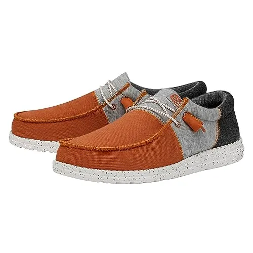 Hey Dude Wally Tri Varsity Orange Size M10 | Men's Shoes | Men's Slip On Loafers | Comfortable & Light-Weight