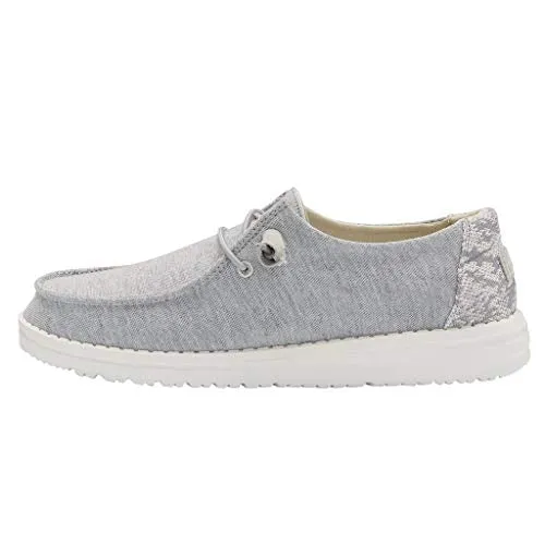 Hey Dude Women's Wendy Stretch Fleece Glacier Gray Size 8 | Women’s Shoes | Women’s Lace Up Loafers | Comfortable & Light-Weight