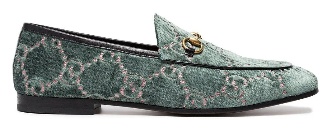 Jordaan Logo-Jacquard Velvet Loafers