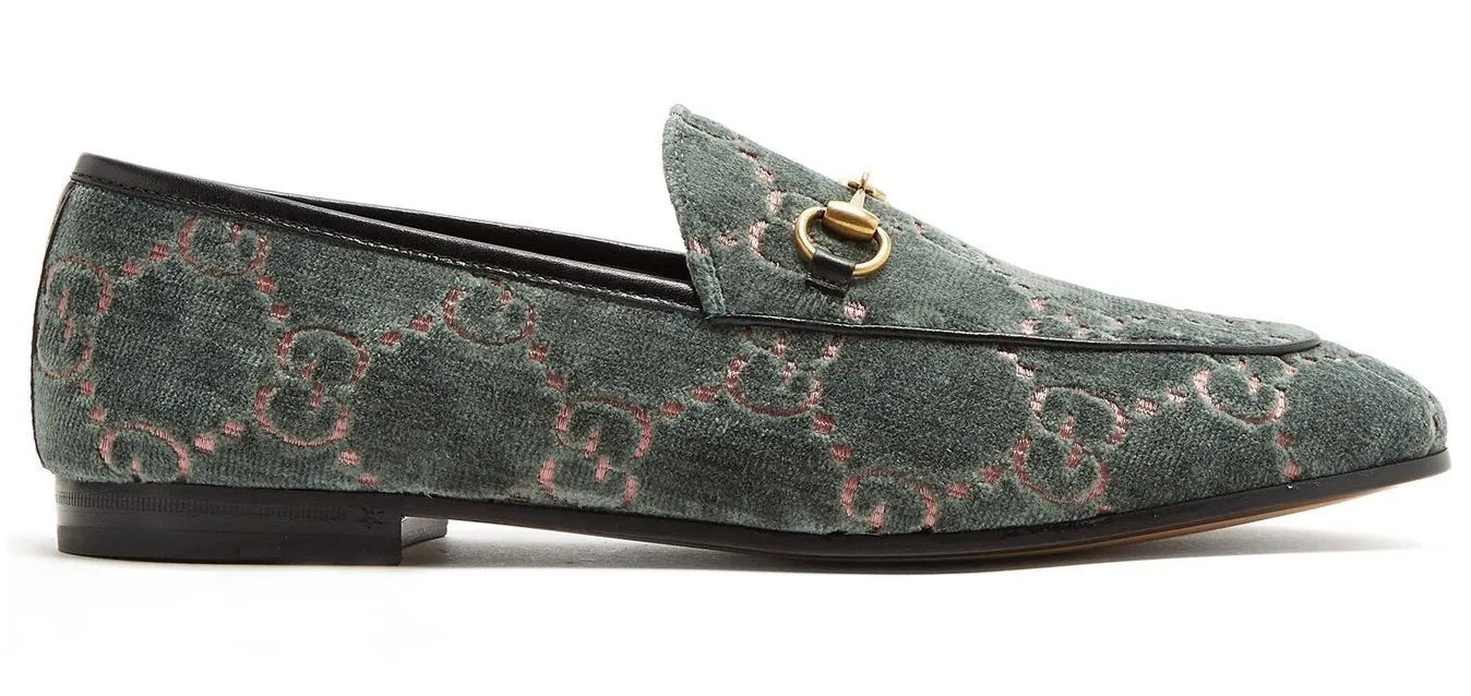 Jordaan Logo-Jacquard Velvet Loafers