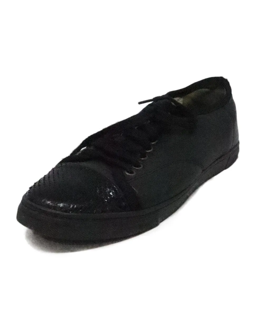 Lanvin Black Leather & Snakeskin Sneakers sz 8