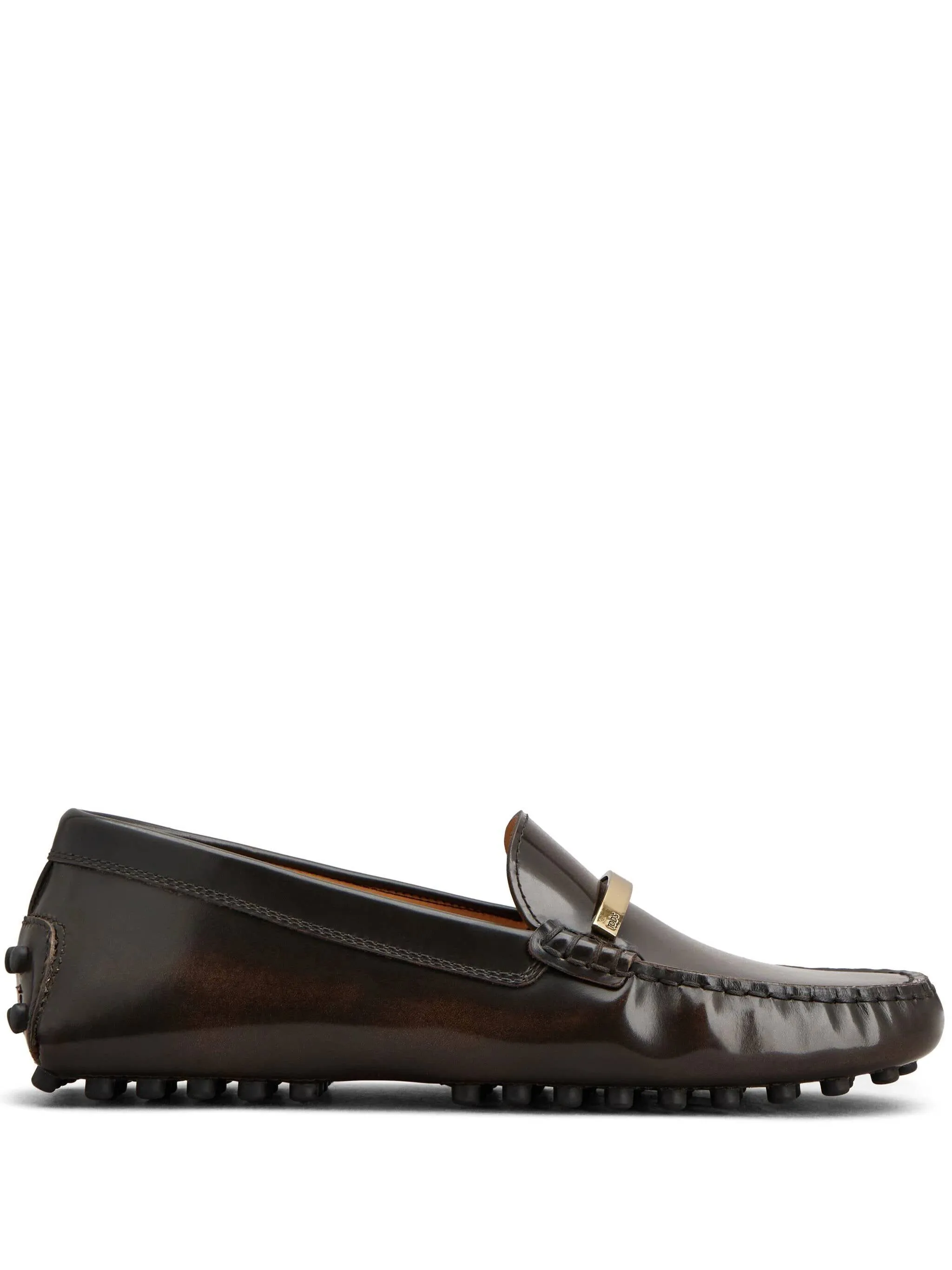 logo-plaque leather loafers