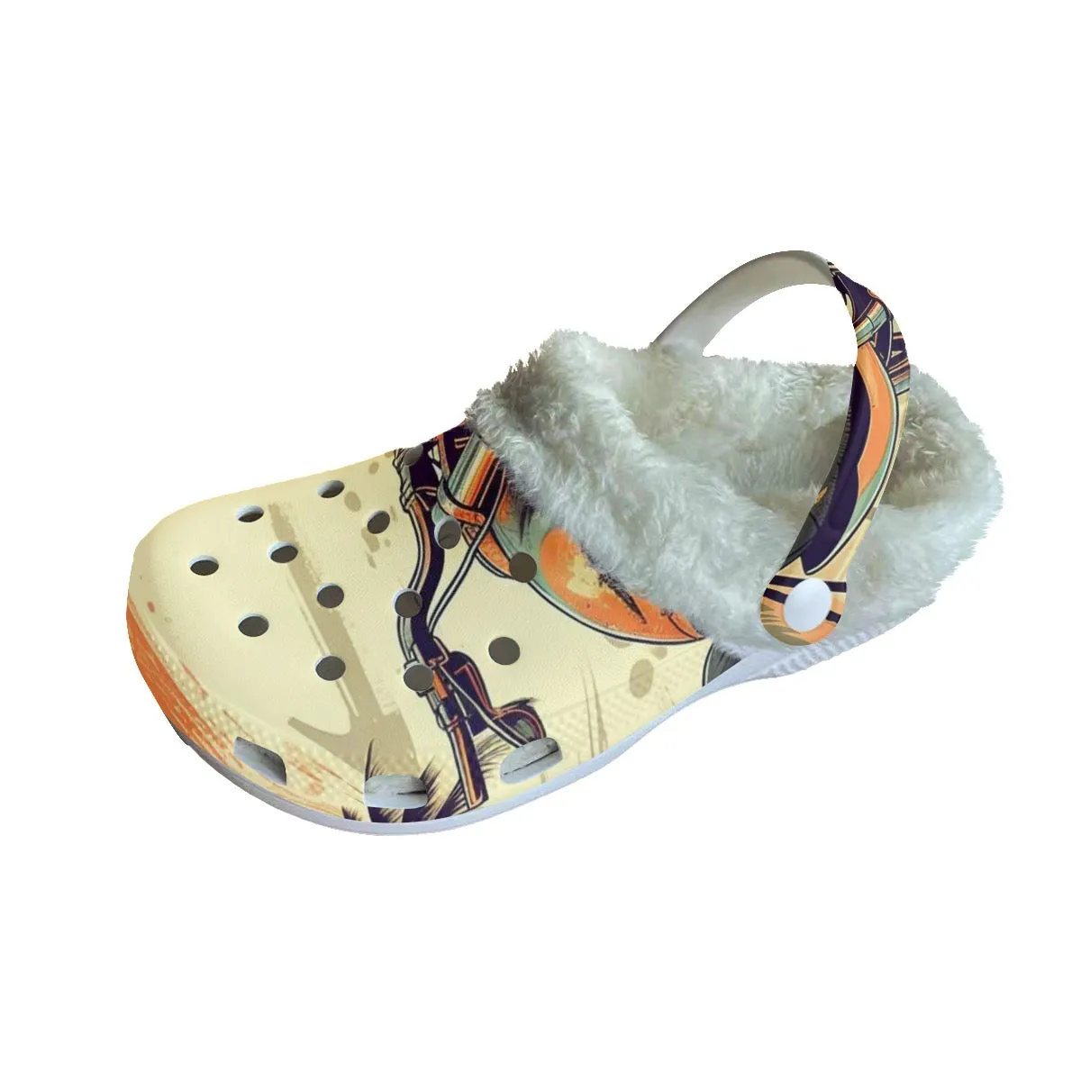 Mc#17 Men's Classic Clogs with Fleece, motorcycle print