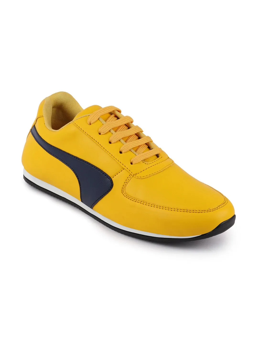 Men Yellow Trendy Lace Up Sneakers