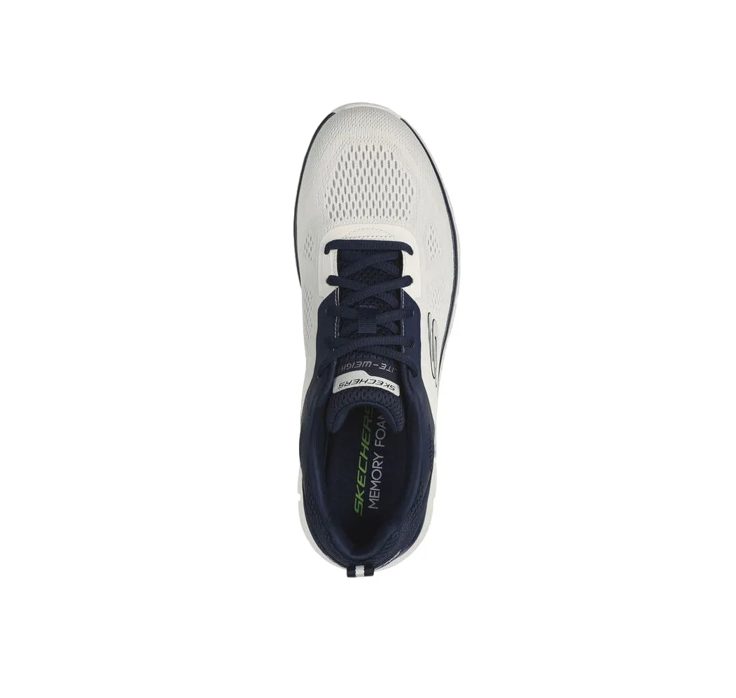 Mens Skechers Track Broader Off White/ Navy Lace Up Athletic Shoes