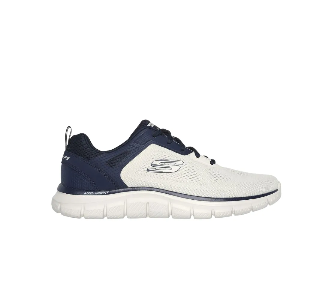 Mens Skechers Track Broader Off White/ Navy Lace Up Athletic Shoes