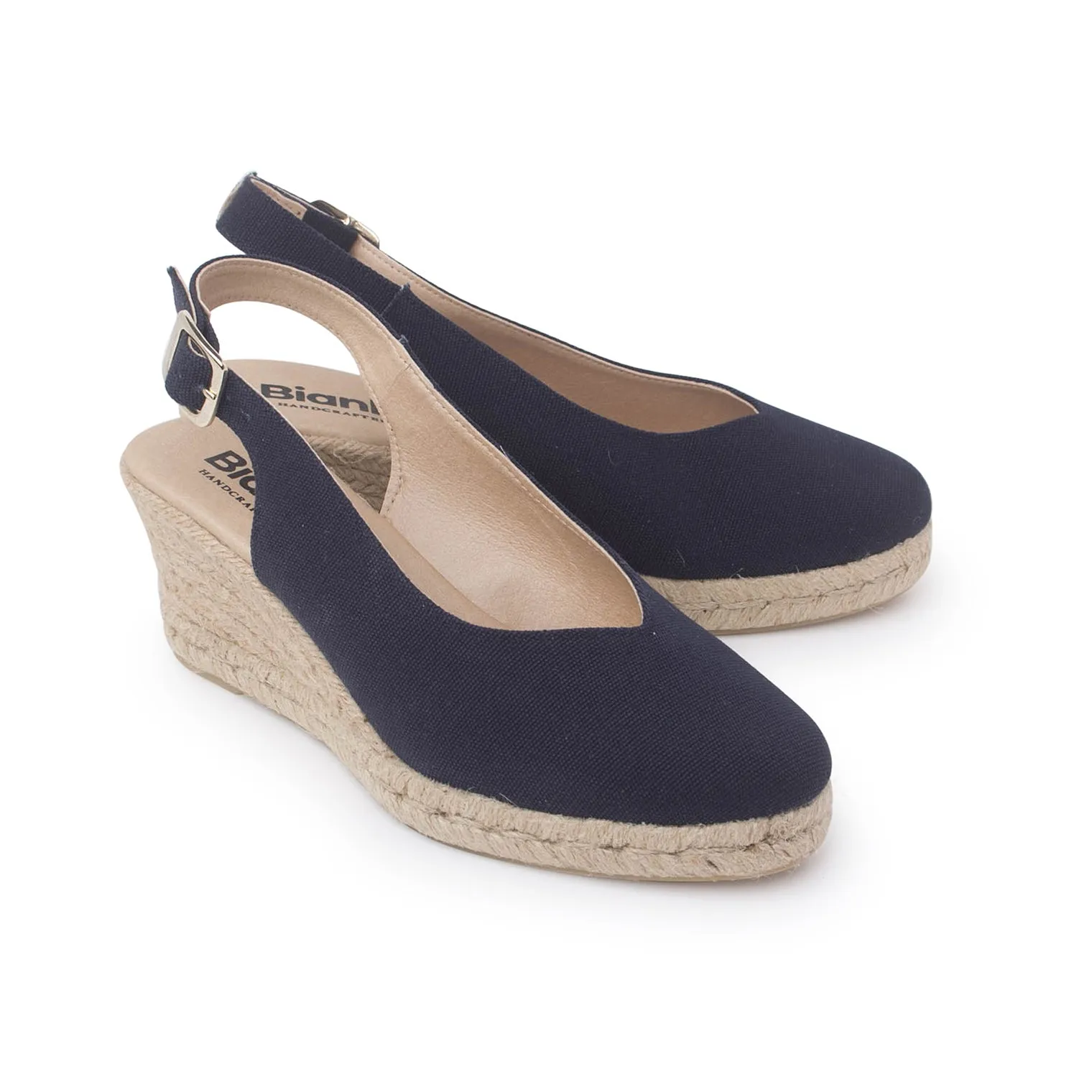 Murcia Organic Canvas Espadrille Wedges - Navy