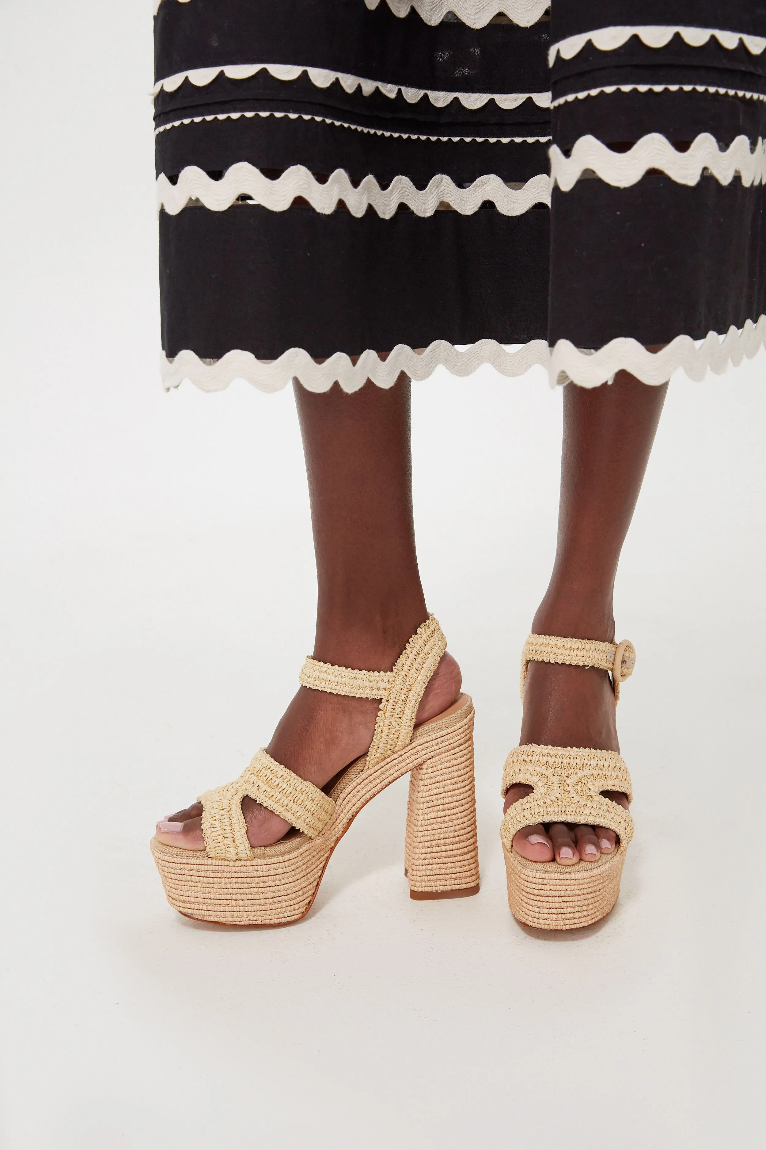 Natural Raffia Adriana Heeled Sandals