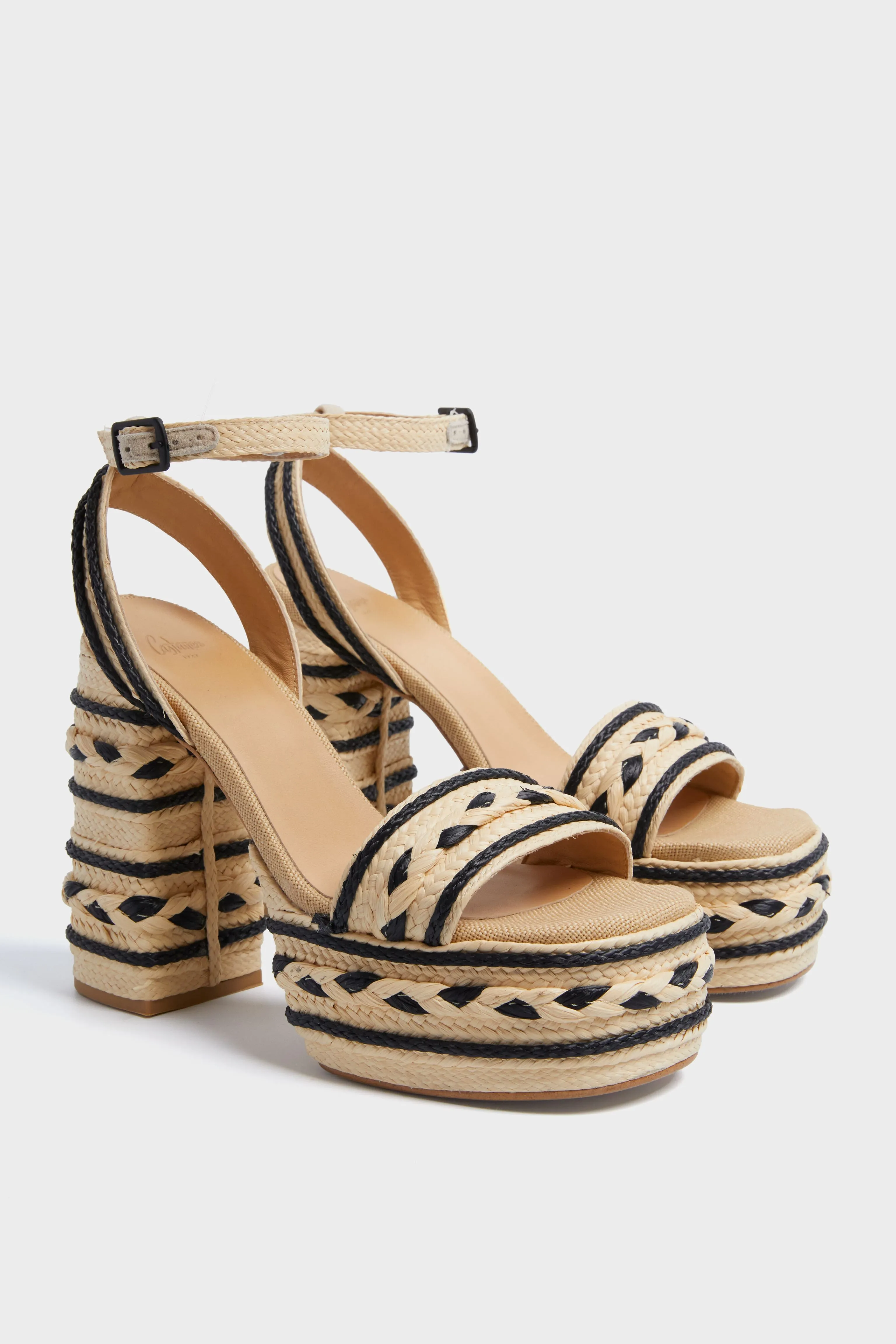 Natural Raffia Flas Heels