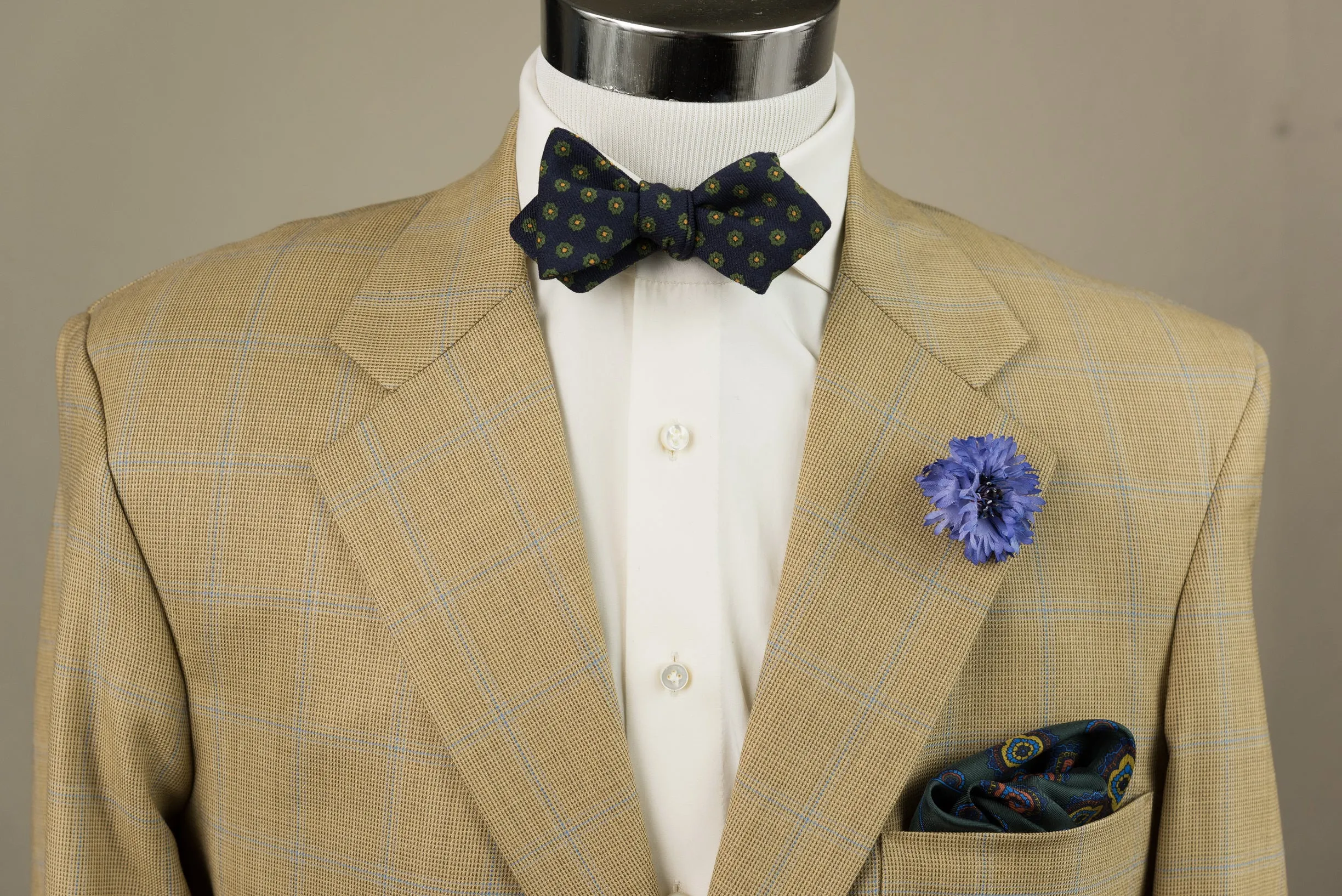 Navy Neats Wool Challis Bow Tie