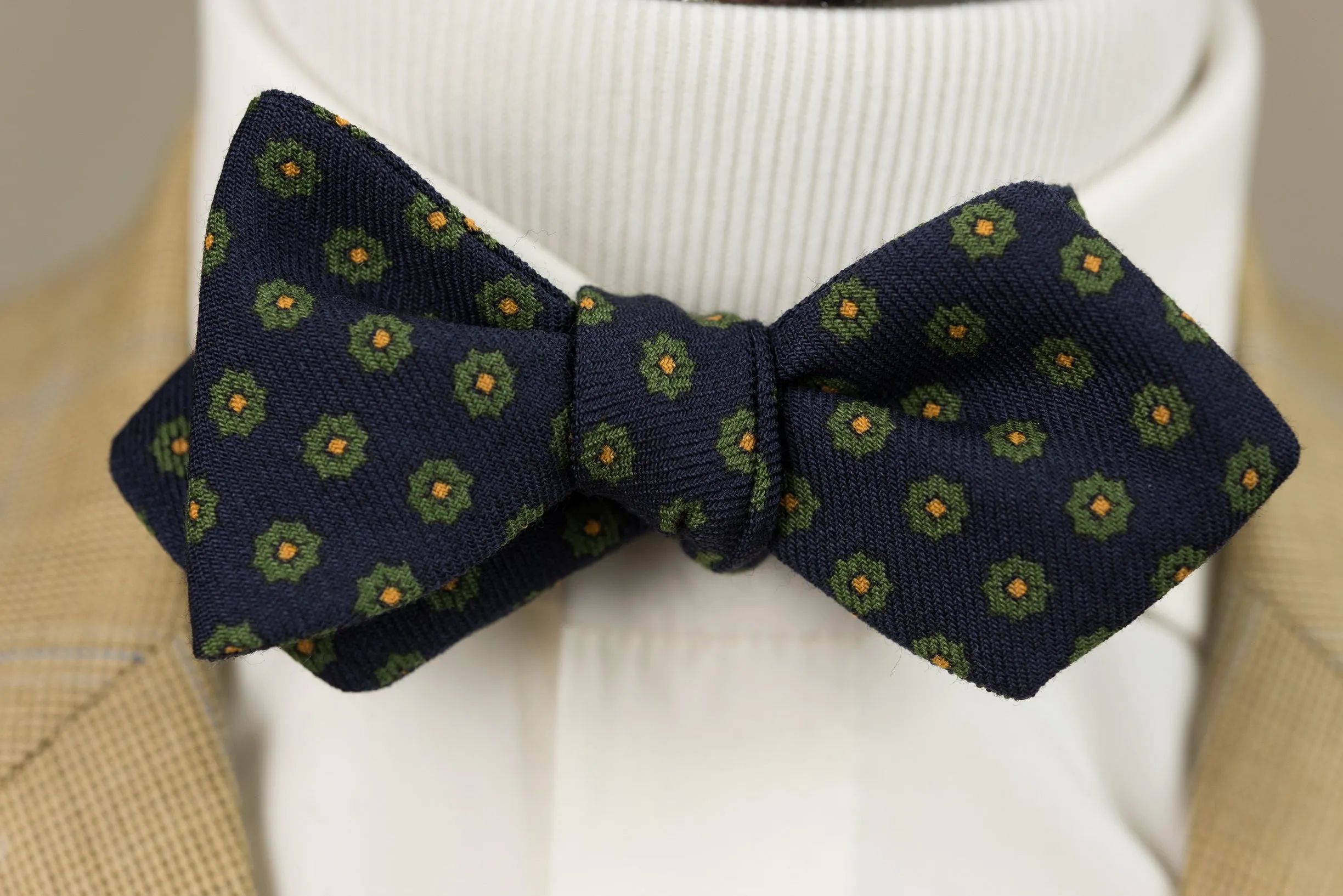 Navy Neats Wool Challis Bow Tie