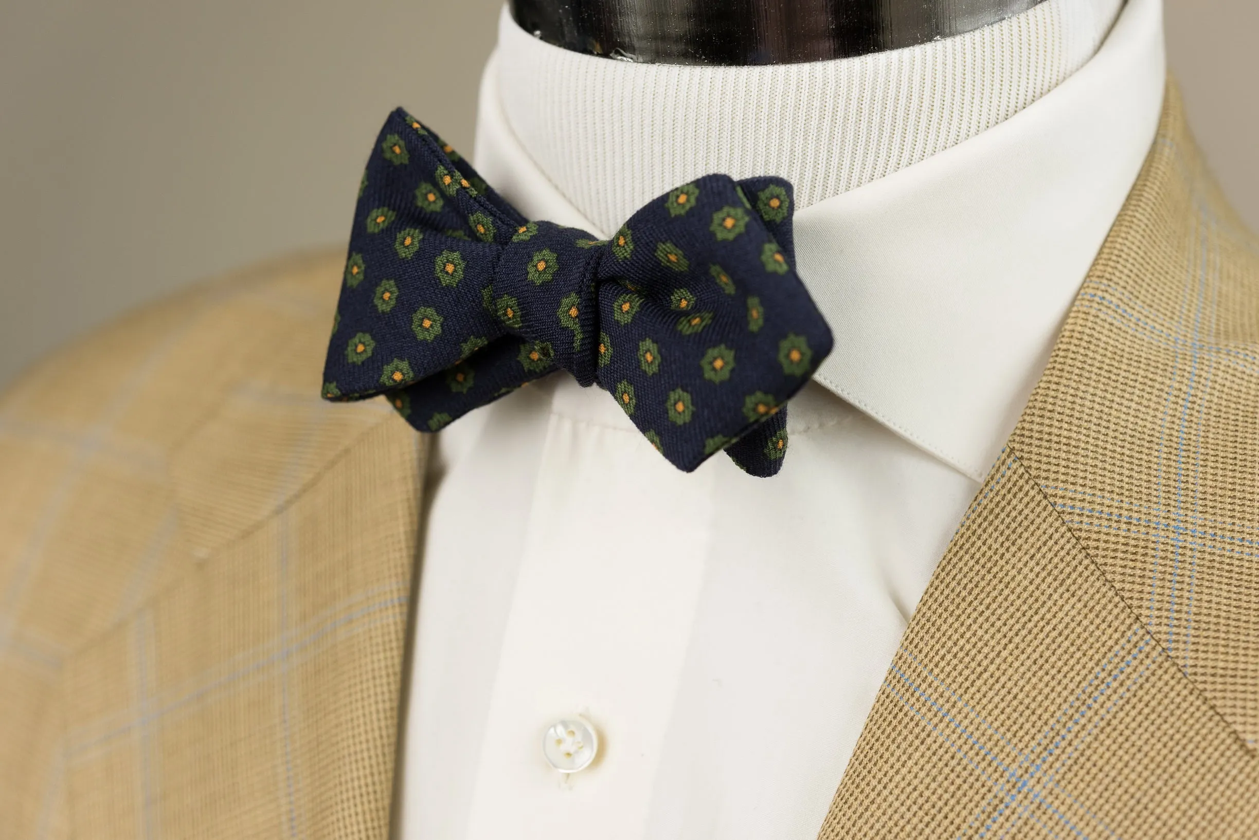 Navy Neats Wool Challis Bow Tie