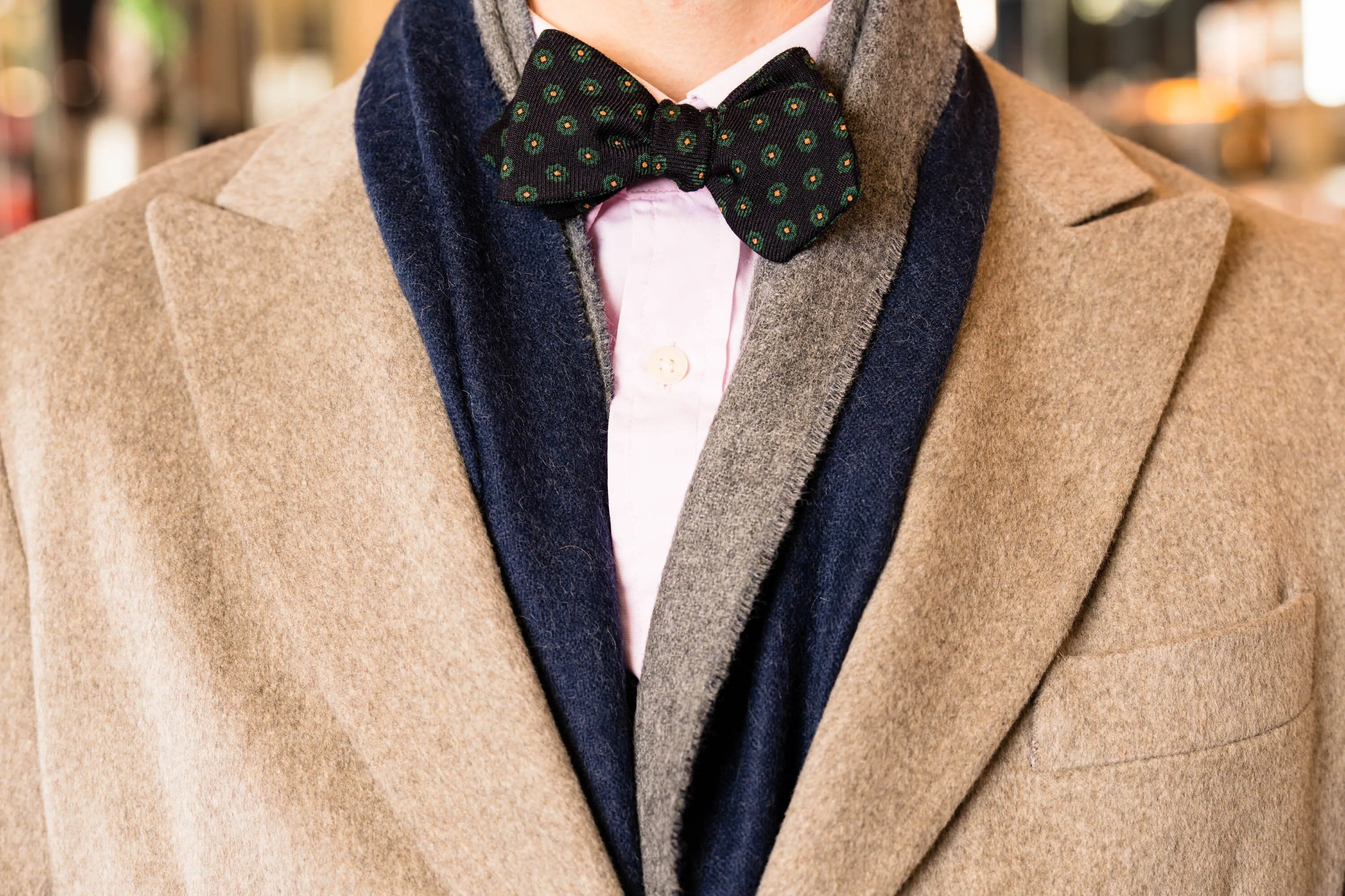 Navy Neats Wool Challis Bow Tie