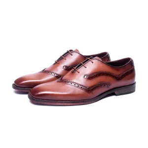 Oxfords With Gimping& Pleating Brown