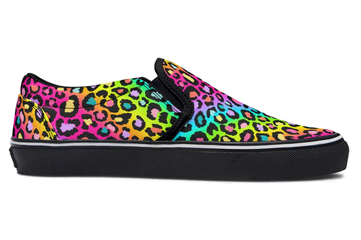 Rainbow Leopard Slip Ons