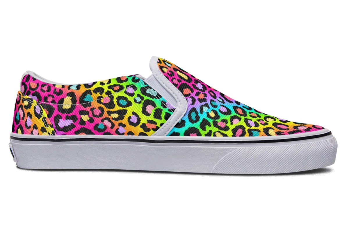 Rainbow Leopard Slip Ons