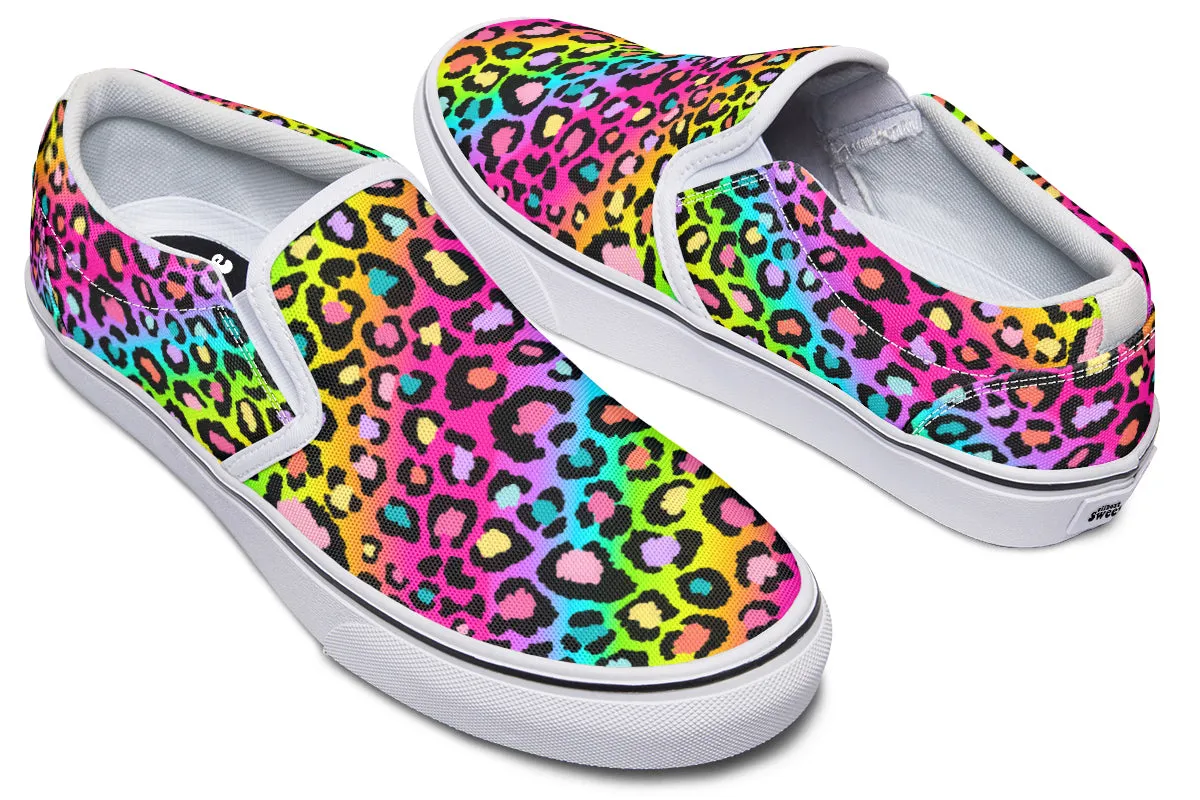 Rainbow Leopard Slip Ons