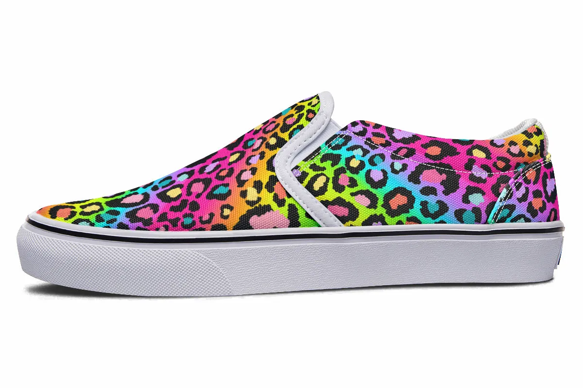 Rainbow Leopard Slip Ons