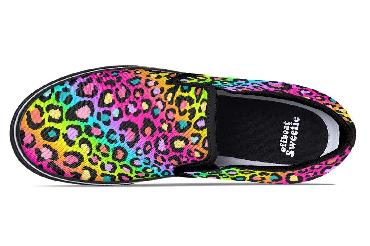 Rainbow Leopard Slip Ons