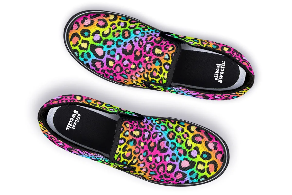 Rainbow Leopard Slip Ons